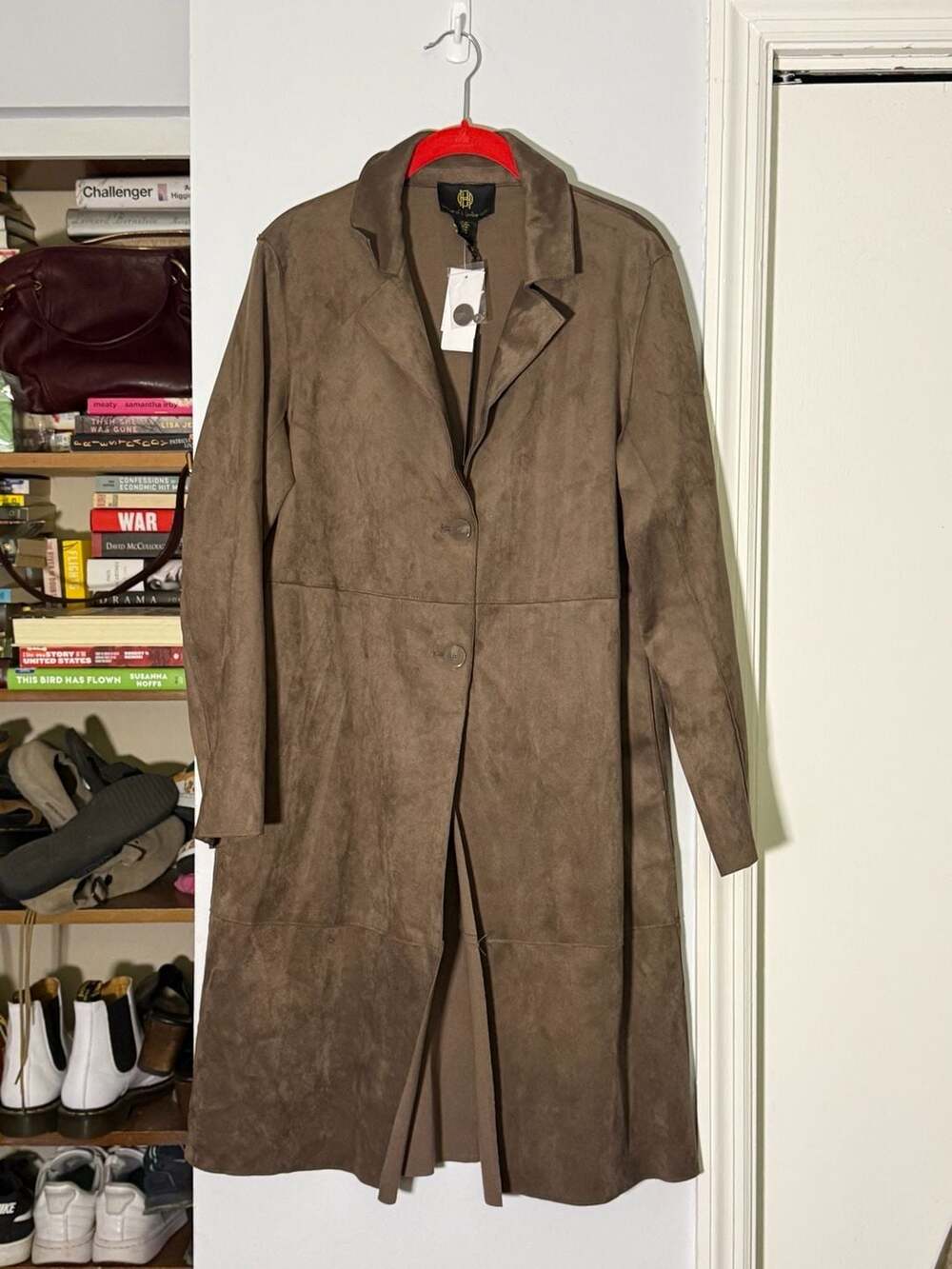 House Of Harlow 1960 Coat Size M Taupe Faux Suede Duster Jacket
